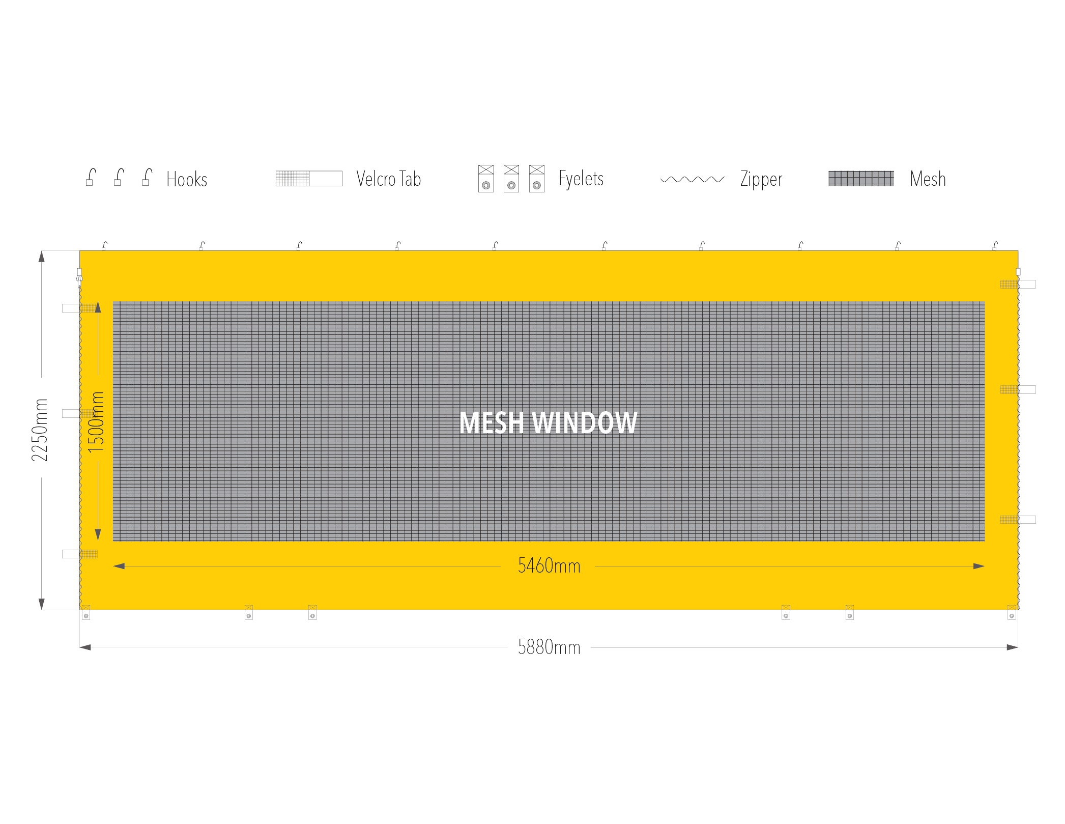 6m tec mesh window wall diagram